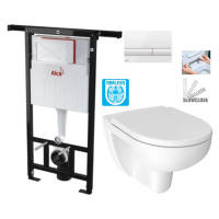 ALCADRAIN Jádromodul předstěnový instalační systém s bílým tlačítkem M1710 + WC JIKA LYRA PLUS R