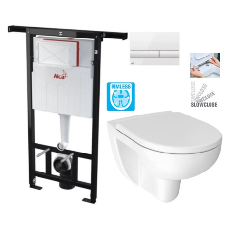 ALCADRAIN Jádromodul předstěnový instalační systém s bílým tlačítkem M1710 + WC JIKA LYRA PLUS R AKCE/SET/ALCA