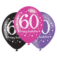 Amscan Latexové balonky 60. narozeniny - růžová party
