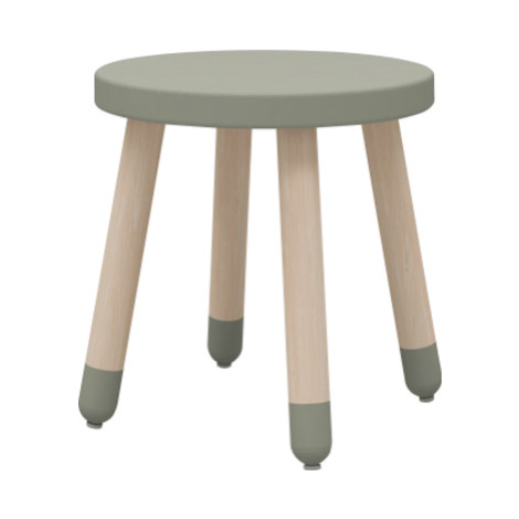Flexa Dřevěná židle bez opěradla pro děti šedozelená Dots