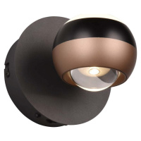 LED nástěnné svítidlo ø 10 cm v černo-měděné barvě Orbit – Trio Select