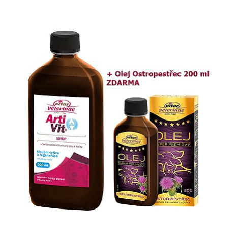 Vitar Veterinae Artivit sirup 500 ml + ostropestřec olej 200 ml Vitar Veteriane