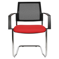 Topstar Síťovaná stohovací židle, křeslo na pružné podnoži, bal.j. 2 ks, červený sedák, pochromo