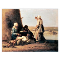 Umělecký tisk Odpočinek obracečů sena, Jean-François Millet, (80 x 60 cm)