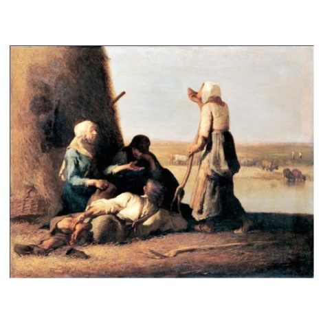 Umělecký tisk Odpočinek obracečů sena, Jean-François Millet, (80 x 60 cm) MIGNECO&SMITH
