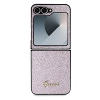 Guess PC/TPU Glitter Flakes Metal Logo Zadní Kryt pro Samsung Galaxy Z Flip6 Pink