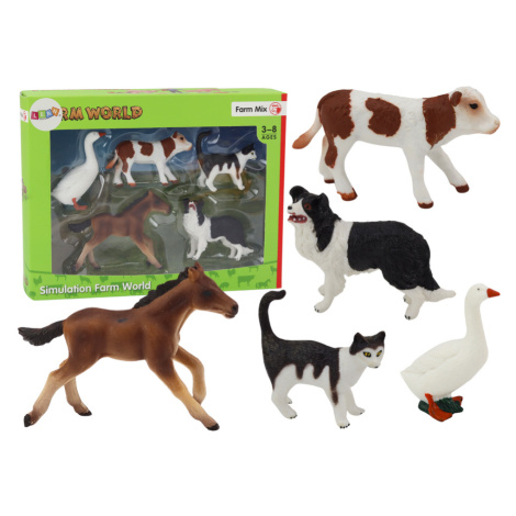 mamido  Sada figurek zvířata z farmy 5 ks kůň kráva kočka husa pes
