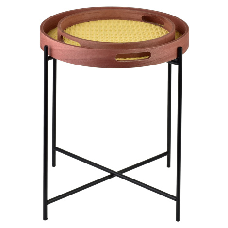 Mondex Odkládací stolek s 2 ks táců LAMMY černý/hnědý