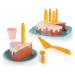 Narozeninový dort se svíčkami a polevou Vert Azur Écoiffier s příborem 20 dílů od 18 měsíců