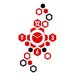 ModernClock 3D nalepovací hodiny Hexagon červené-černé