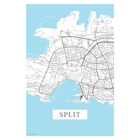 Mapa Split white, (26.7 x 40 cm)