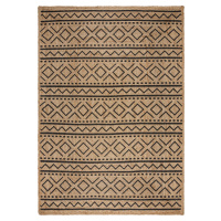 Flair Rugs koberce Kusový koberec Printed Jute Luis Natural/Black Rozměry koberců: 80x150