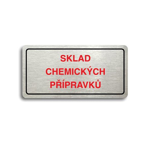 Accept Piktogram "SKLAD CHEMICKÝCH PŘÍPRAVKŮ" (160 × 80 mm) (stříbrná tabulka - barevný tisk)