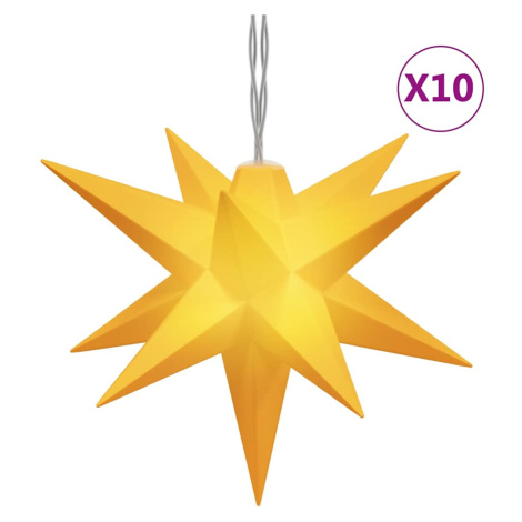 vidaXL Svítící vánoční hvězdy s LED 10 ks žluté 10 cm