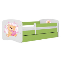 Dětská postel Babydreams+SZ zelená 80x160 Medvídek s motýlky