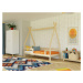 Benlemi Dětská dřevěná postel SAFE 5v1 ve tvaru teepee se zábranou Zvolte barvu: Béžová, Zvolte 