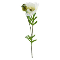Vlčí mák řezaný umělý s 1květem a poupětem bílý 82cm