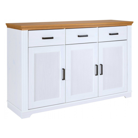 Kombinovaná komoda z masivu malcolm - bílá/dub