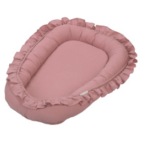 Cotton & Sweets Lněné hnízdo pro miminko s volánem sytě růžová