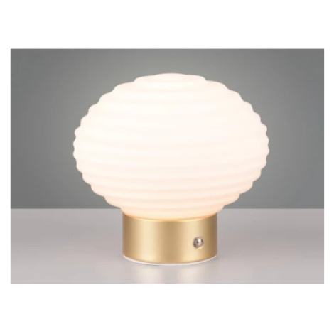 LED stolní lampa nabíjecí Earl 14 cm, bílé sklo Asko