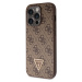 Zadní kryt Guess PU 4G Strass Triangle Metal Logo pro Apple iPhone 15 Pro, brown