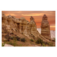 Fotografie Sunset, mountain landscape, Cappadocia, Turkey., Travel Faery, 40 × 26.7 cm