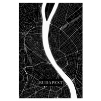 Mapa Budapest black, (26.7 x 40 cm)