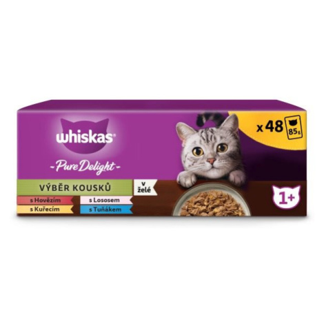 Whiskas Pure Delight kapsičky Výběr kousků v želé pro dospělé kočky 36+12 zdarma × 85 g