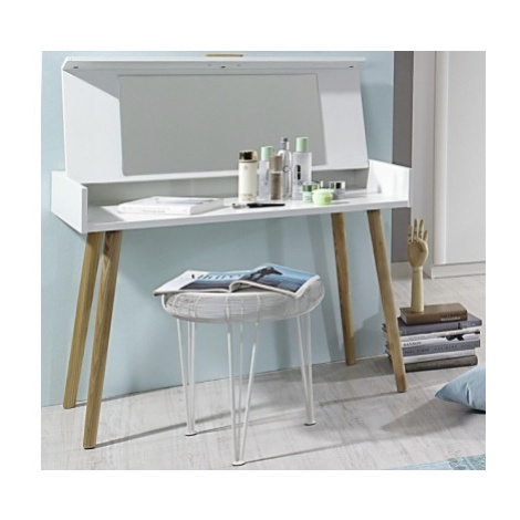 Toaletní/psací stolek se zrcadlem Kolding, bílý/jasan Asko