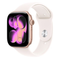 Apple Watch Series 11 42mm Růžově zlatý hliník se světle ruměným sportovním řemínkem - M/L