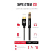 SWISSTEN AUDIO ADAPTÉR TEXTILE USB-C (samec)/3,5 mm JACK (samec) 1,5M ČERNÝ