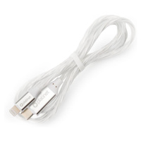 USB kabel USB-C / Lightning konektor s LED podsvícením 27W 1m bílá