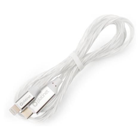 USB kabel USB-C / Lightning konektor s LED podsvícením 27W 1m bílá Donoci