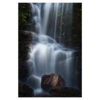 FTNXXL 3023 AG Design vliesová fototapeta 4-dílná Forest Waterfall - Lesní vodopád, velikost 360