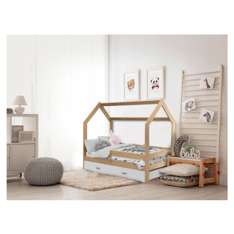 Dětská postel DOMEČEK D3 borovice 80 x 160 cm Rošt: Bez roštu, Matrace: Matrace COMFY HR 10 cm, 