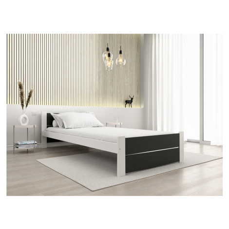 Postel IKAROS DOUBLE 90 x 200 cm, antracit/bílá Rošt: S laťkovým roštem, Matrace: Matrace Somnia