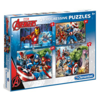 Puzzle Progressive Avengers 4v1 / 20 + 60 + 100 + 180 dílků (Defekt)