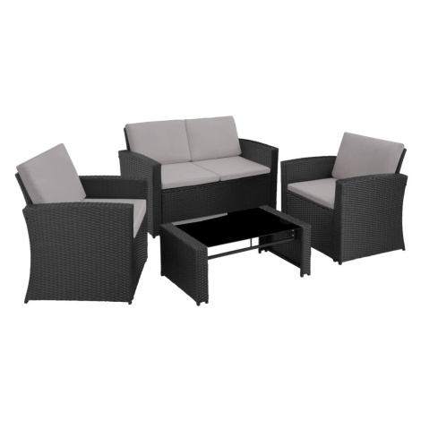 tectake 404916 zahradní ratanový nábytek lucca - černá/šedá - černá/šedá