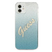 Guess GUHCP12SPCUGLSBL hard silikonové pouzdro iPhone 12 Mini 5.4" blue Glitter Gradient Script
