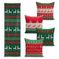 Sada 4 vánočních povlaků na polštář a běhounu na stůl Minimalist Cushion Covers Merry Christmas