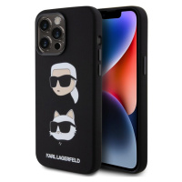 Karl Lagerfeld Liquid Silicone Karl and Choupette Heads Kryt iPhone 15 Pro Max černý