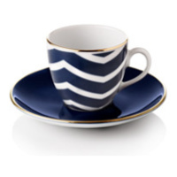 Turecký kávový set 4 šálků s podšálky, modrá vlna - Selamlique