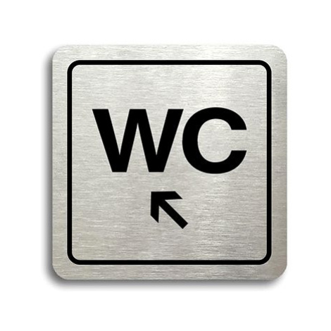 Accept Piktogram "WC vlevo nahoru" (80 × 80 mm) (stříbrná tabulka - černý tisk)