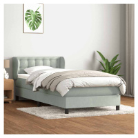 vidaXL Box spring postel s matrací světle šedá 90x210 cm samet