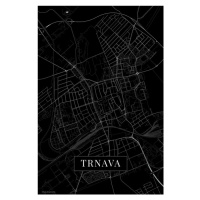 Mapa Trnava black, 26.7 × 40 cm