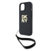 Zaní kryt DKNY PU Leather Stack Logo Wrist Strap pro Apple iPhone 14, černá