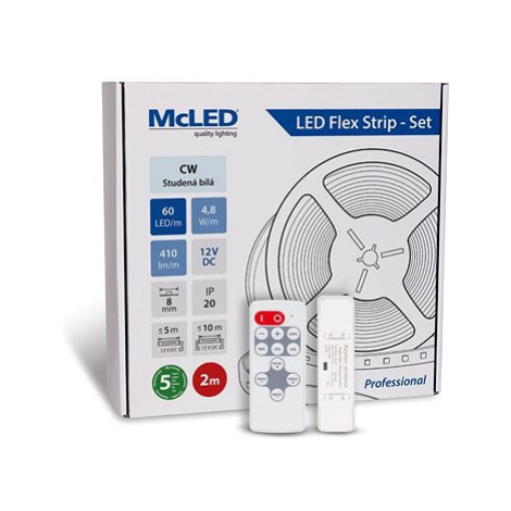 McLED Set LED pásek 2 m s ovladačem, CW, 4,8 W/m