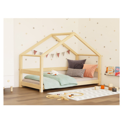 Benlemi Dětská postel domeček LUCKY se zábranou Zvolte barvu: Světle šedá, Zvolte rozměr: 80x160