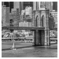 Umělecká fotografie NEW YORK CITY Brooklyn Bridge And East River, Melanie Viola, (40 x 40 cm)