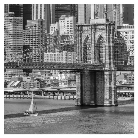 Umělecká fotografie NEW YORK CITY Brooklyn Bridge And East River, Melanie Viola, (40 x 40 cm)